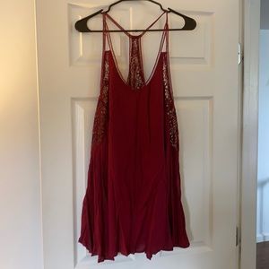 Red crochet dress